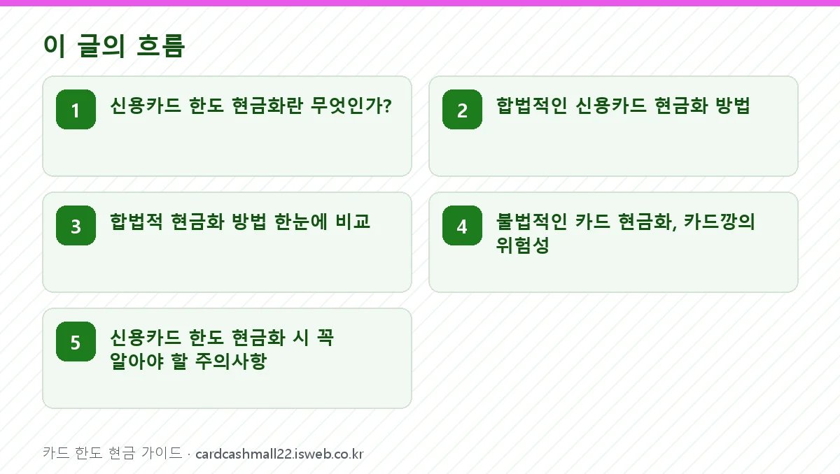 신용카드 한도 현금화 방법 추천 글의 순서