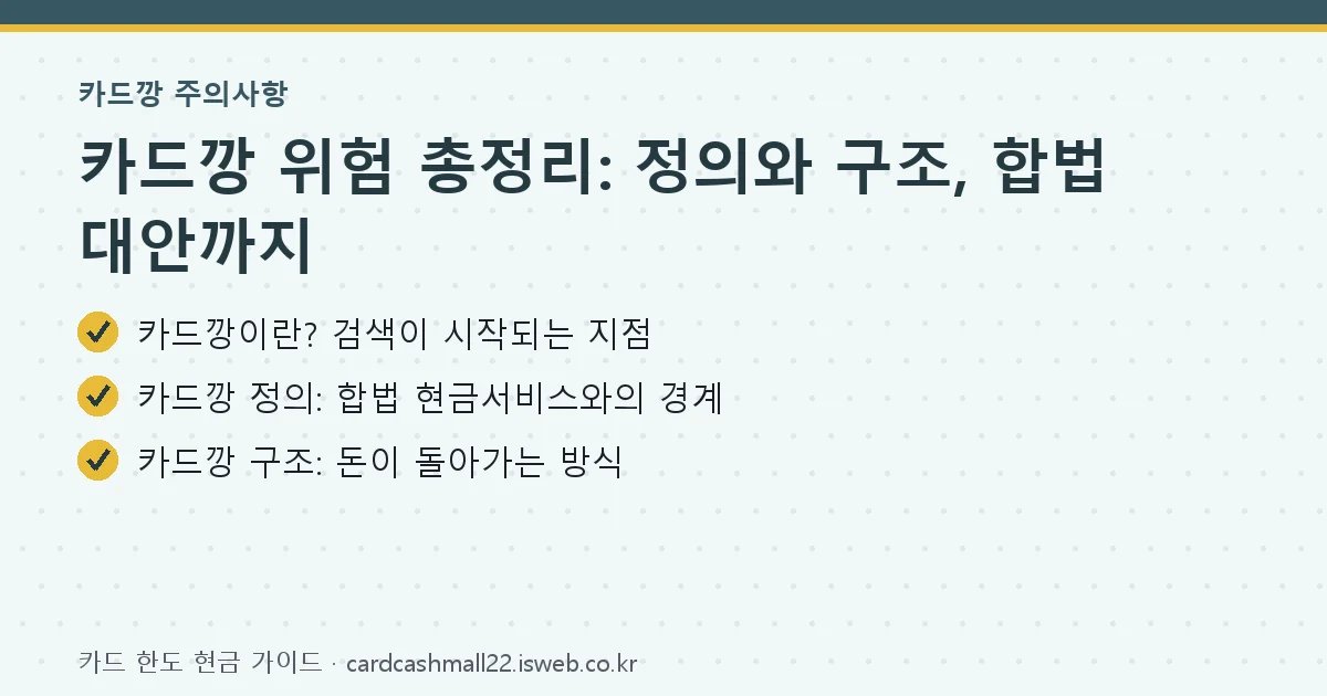 카드깡 위험 총정리 핵심 내용을 정리한 요약 카드