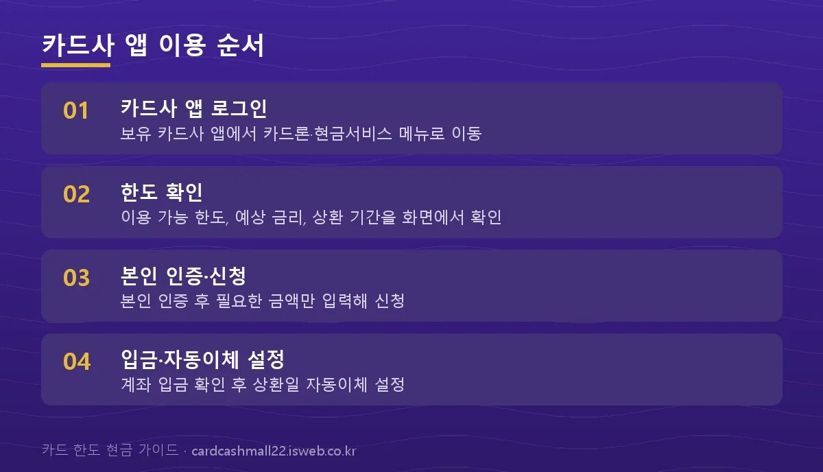 카드사 앱에서 공식 대출을 신청하는 4단계 순서