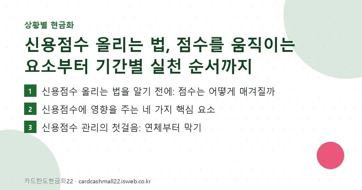 신용점수 올리는 법 핵심 내용을 정리한 요약 카드