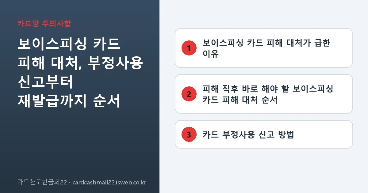 보이스피싱 카드 피해 대처 핵심 내용을 정리한 요약 카드